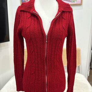 Vintage red skin tight zip up sweater!
